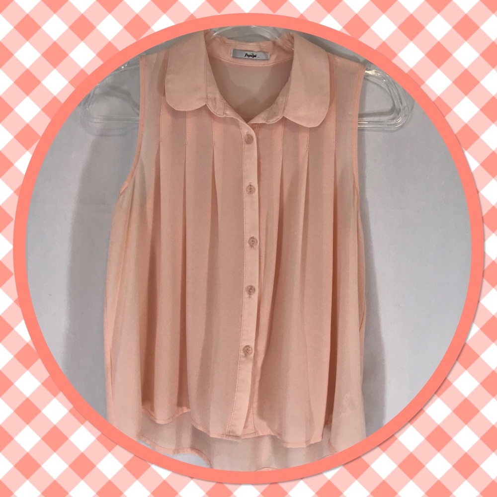 Sheer sleeveless blouse by Papaya pale peach S